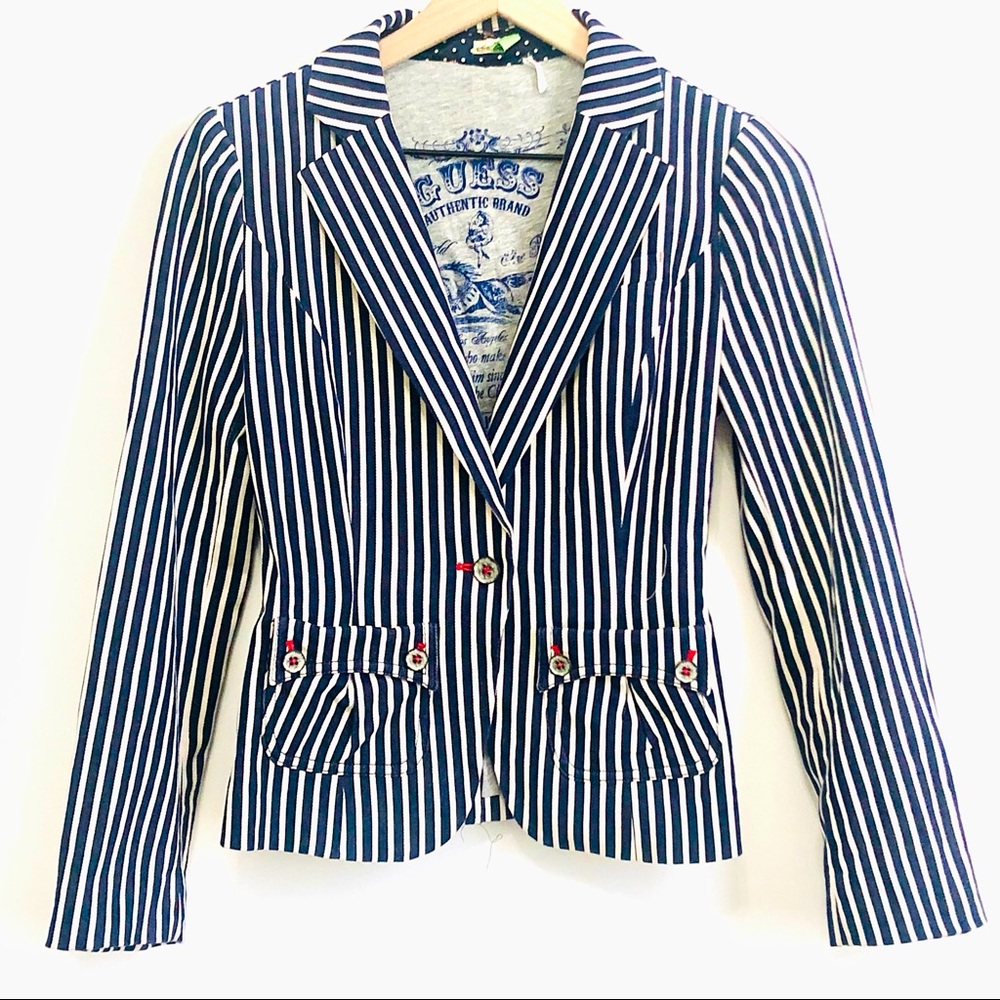 Guess | Striped Single Button Blazer